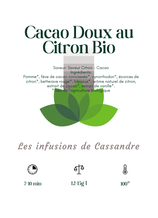 Cacao Doux au Citron Bio Saveur: Citron - Cacao